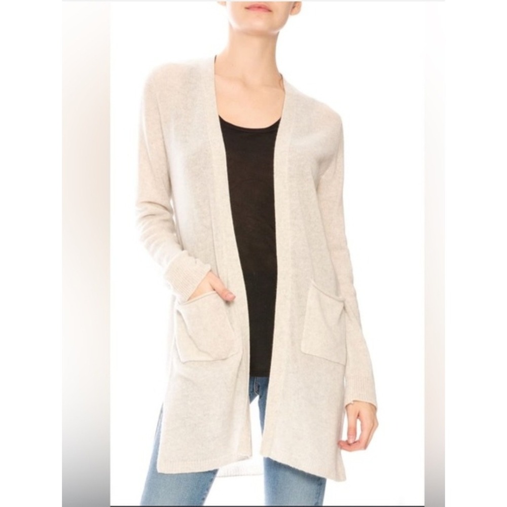 ATM Anthony Thomas Melillo Cashmere Open Front Cardigan Cream M Quiet Luxury